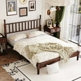 thumbnail image 6 of Noble House Queen Size Wood Platform Bed with Gourd-Shaped Headboard, Retro Wooden Bed Frame with Slat Support, Walnut, 6 of 8