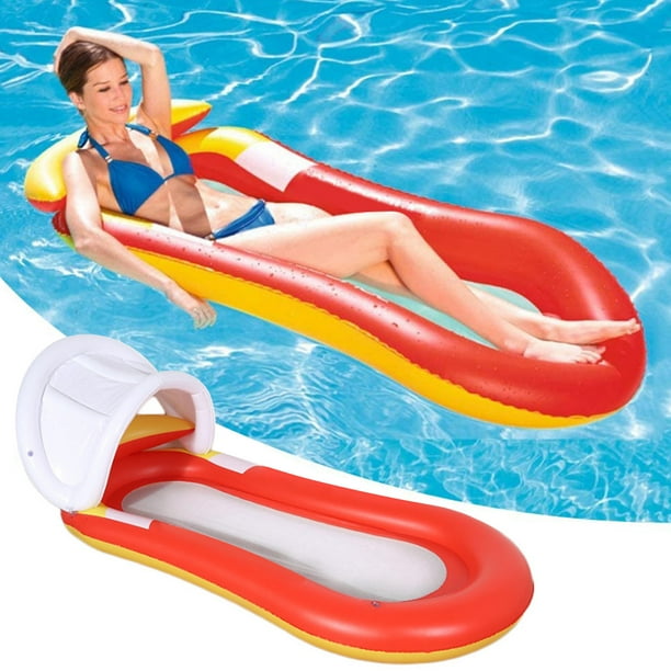 Hamaca Inflable Para Piscina, Hamaca Flotante, Cama Flotante Inflable Con Cobertizo De Sombra, Hamaca De Agua Portátil Plegable Para Adultos Y Niños Que Nadan Muyoka Hogar