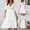 White, variant on TIHLMK White Dress Women’s Solid Dress Hollow Chiffon Short Sleeve V-Neck Long Dress
