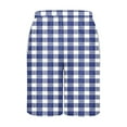 thumbnail image 4 of CHEEREAM Mens Casual Plaid Shorts Elastic Waist Drawstring Loose Fit Summer Beach Vacation Shorts with Pockets Navy S, 4 of 5