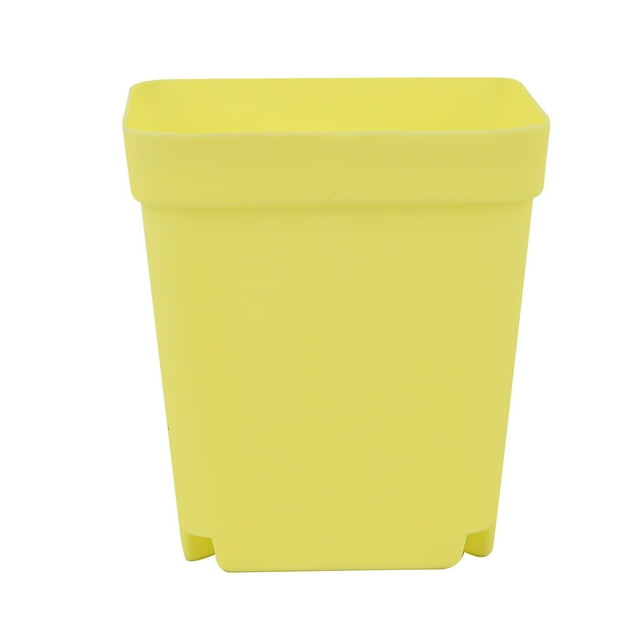 Nvzi Paquete de 24 macetas de plástico cuadradas para vivero, macetas de plástico de 3 pulgadas, maceta con bandeja y platillo para decoración de interiores, exteriores,color amarillo