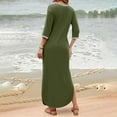 thumbnail image 6 of Drses Womens Dresses Causal 3/4 Sleeve V Neck Loose Fit Split Beach Long Maxi Dress with Pockets, 6 of 9