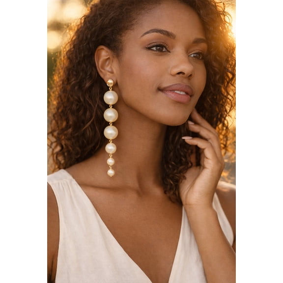 Elegant Long Pearl Drop Earrings for Women  Statement Jewelry