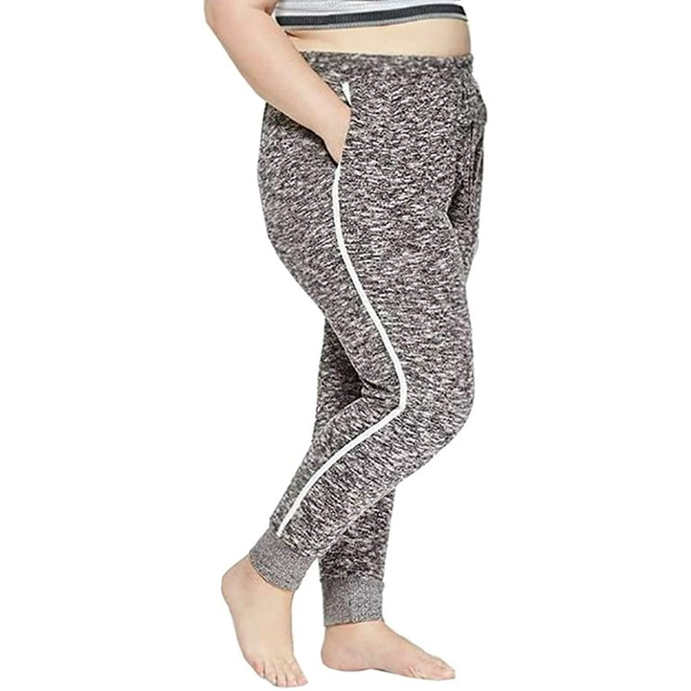 Colsie Women s Plus Cozy Lounge Jogger Pants Charcoal Heather Walmart