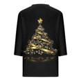 thumbnail image 5 of Joau Women's Ugly Christmas Shirts Glitter Christmas Tree Print 3/4 Length Sleeve V Neck Tunic Tops Holiday Xmas Shirts Graphic Tees Blouse, 5 of 5