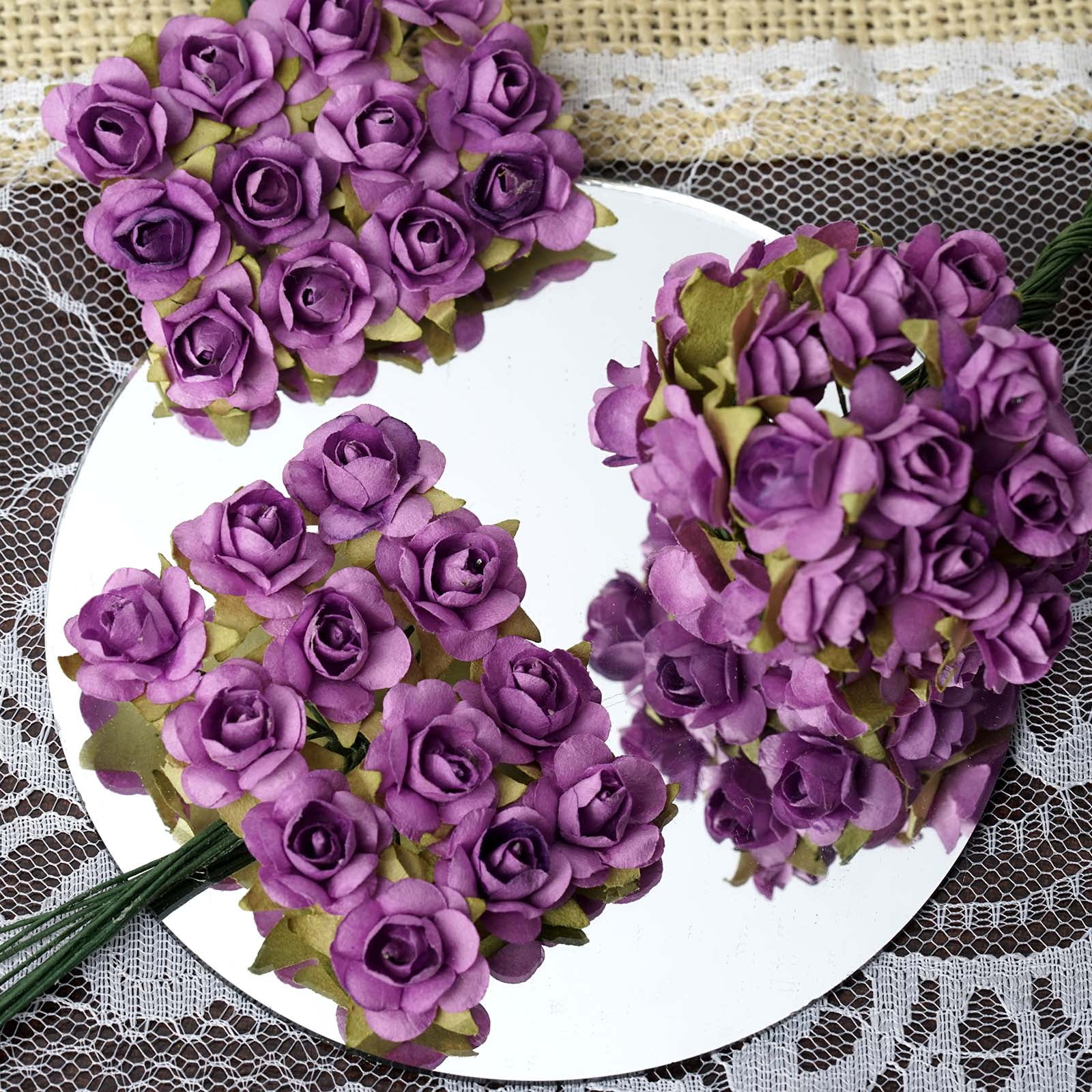 BalsaCircle 144 Craft Paper Roses Mini Flowers For DIY Wedding