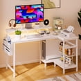 thumbnail image 3 of CONCETTA 40" L Shaped Gaming Desk with USB Charging, LED Lights, Power Outlets, Large Storage space, Monitor Stand, White, 3 of 8