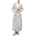 thumbnail image 2 of Couples Pajamas Matching Sets Unisex Thick Terry Cloth Bathrobes Oversized Kimono Spa Full Length Fleece Long Winter Sleepwear Grey M, 2 of 4