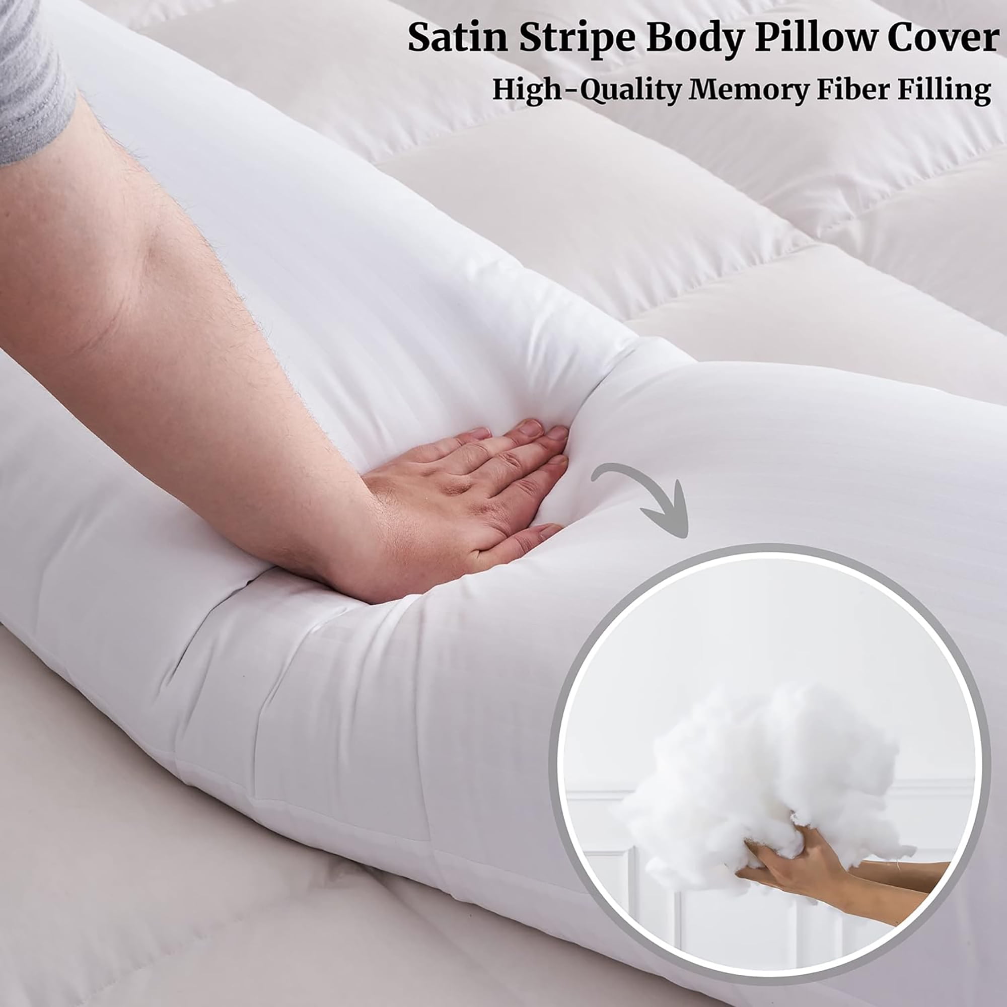 Yalamila Soft Body Pillow Insert for Adults, Full Length Bed Pillow with Fluffy Support Filling, Breathable Long Body Pillow for Side Sleepers, 20x54in, White