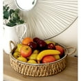 thumbnail image 3 of DecMode Wicker, Natural Brown and Beige Seagrass Dried Plant Coastal Serene Table-Top Tray, Set of 2 18", 20"W, featuring Rattan Weave Design and Metal Ring Handle Accents, 3 of 10