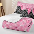 thumbnail image 4 of Manfei Pink Girly Bow Quilt Full,Retro Victorian Damask Full Bedspread Sets,3 Pieces,1 Coverlet and 2 Pillowcases, 4 of 7