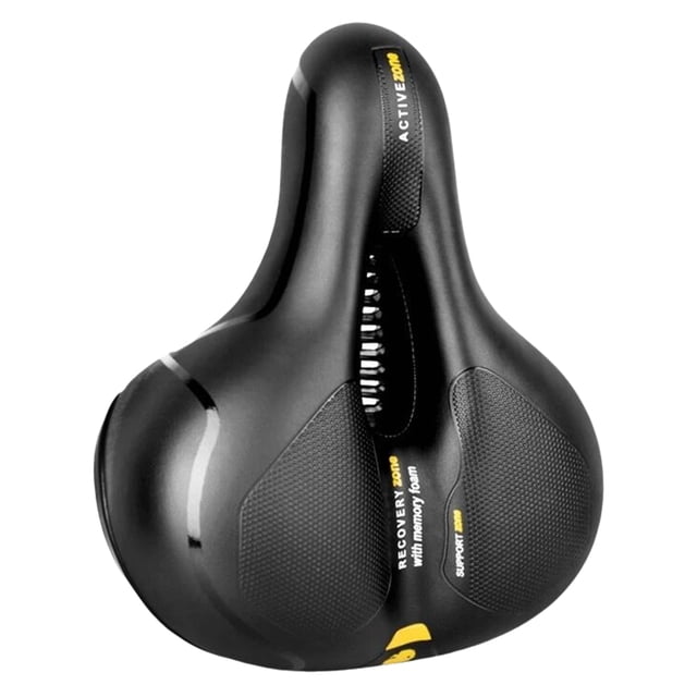 Sillín de Bicicleta y Transpirable, Sillín de Bicicleta de Montaña y Carretera, Cómodo y con Absorción de Impactos, Asiento de Bicicleta Grande, Color Amarillo
