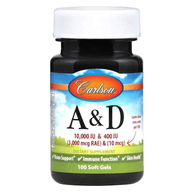 Carlson Vitamin A & D 10,000 Iu (3,000 mcg)/400 Iu (10 mcg) 100 Sgels