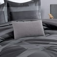 thumbnail image 3 of Chezmoi Collection 4-Piece Geometric Jacquard Comforter Set King Size, Soft Silky Lustrous Modern Gray Geometric Block Pattern Lightweight Bedding Set for All Seasons, 3 of 10