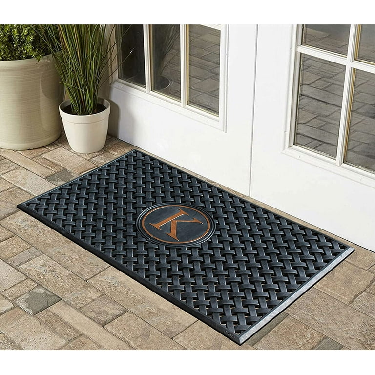 A1HC 100% Pure Rubber Monogrammed Front Door Mat 24x39”, Non-Slip, Thin  Profile Heavy Duty Doormat, Indoor/ Outdoor Use, High Traffic Areas, Long