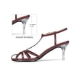 thumbnail image 2 of BLISSFUL STEP Stiletto Heels Sandal Slingback Ankle Buckle Strap High Heel Round-Toe Sandals for Women Burgundy (Size 6), 2 of 7