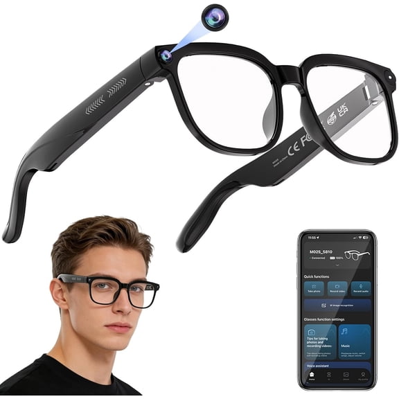 AI Smart Glasses with 8MP 4K Camera Glasses, 2026 1200P Video Recording Glasses for Women & Men, 139 Languages Real-Time Translation, Voice Assistant, Open-Ear Audio for Travel, Meetings & Vlogging