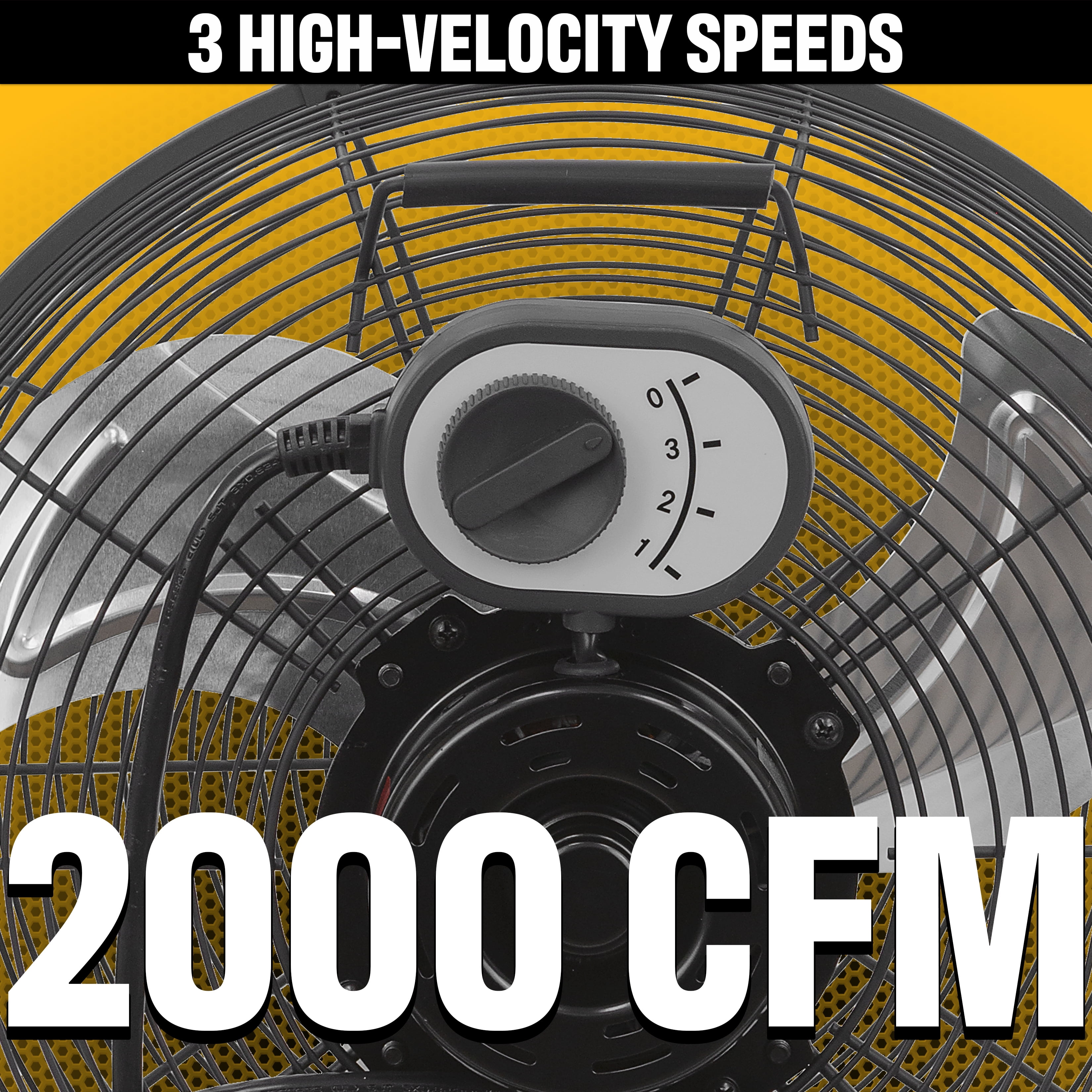 Caterpillar® 14" High-Velocity 3-Speed Metal Floor Fan, 2000 CFM, Black