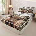 thumbnail image 2 of Erosebridal Rustic Vintage Highland Cow Pattern Zipper Twin Comforter Sets with Fitted Sheet and 2 Pillowcases,Farm Windmill Print Zipper Bedding Set,Sepia Beige,Grey Reversible, 2 of 6