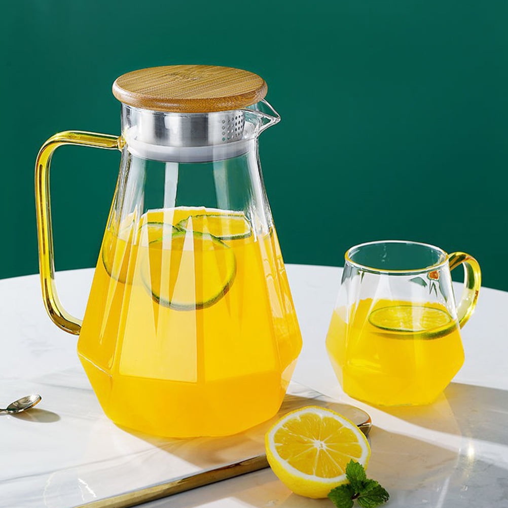GETAJGHSD 1Pc Glass Pitcher for Cold Beverages with Rubber Base 1500ml