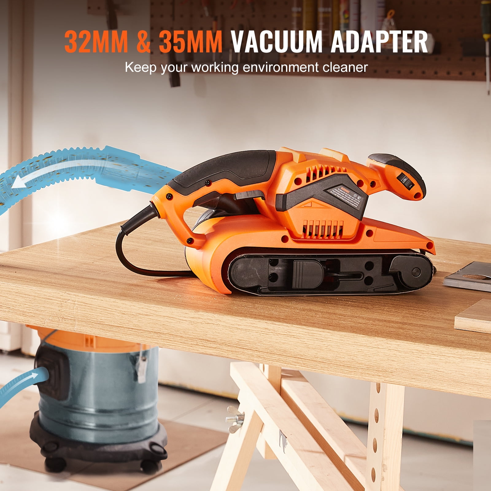 VEVOR 7AMP Belt Sander 3 x 21 Belt Sanders with 6 Speeds 152 320 m min Powerful Bench Sander Machine with 2 in 1 Vacuum Adapter Dust Bag 80 Grit Sanding Belt Walmart