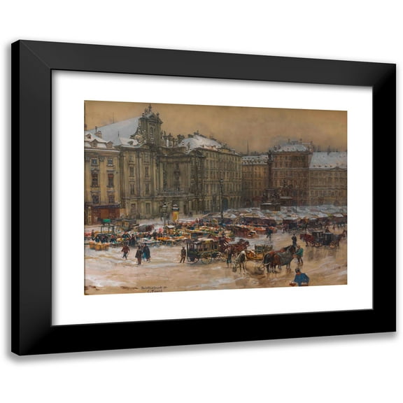 Carl Pippich 14x11 Black Modern Framed Museum Art Print Titled - At the Farm (Christkindlmarkt) (1901)