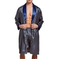 thumbnail image 2 of Mens Satin Robe Lightweight Silk Long Sleeve Bathrobe with Shorts Set Spa Kimono Sleepwear, 2 of 5