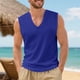 thumbnail image 4 of Camiseta sin mangas con cuello en V para hombre, color liso, informal, con cuello en V, para vacaciones, entrenamiento, camiseta sin mangas, blusa de poliéster para hombre, 4 of 9
