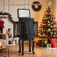 thumbnail image 2 of Sfugno Jewelry Armoire,Standing Jewelry Cabinet with 7 Drawers,2 Side Doors and Top Flip Makeup Mirror,Black, 2 of 8