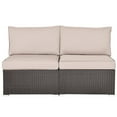 thumbnail image 3 of Patiojoy 2-Piece Outdoor Wicker Rattan Sectional Armless Sofa Chair with Brown Cushions, 3 of 5