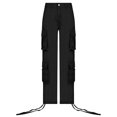 thumbnail image 5 of Lilgiuy Women Low Waist Baggy Pants Loose Pocket Jogger Trousers Hippie Punk Streetwear Solid Full Length Pants Jeans Black 10(XL) Fall Fashion for 2022 Spring Winter, 5 of 5