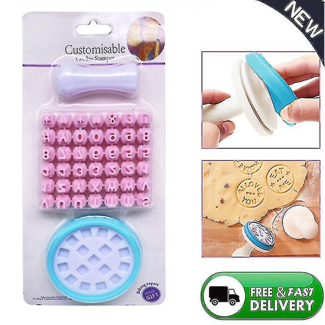 Alphabet Letter Number Cookie Press Stamp Embosser Cutter Fondant Mould Cake Baking Molds Tools Round Cutter Stencil Cookies