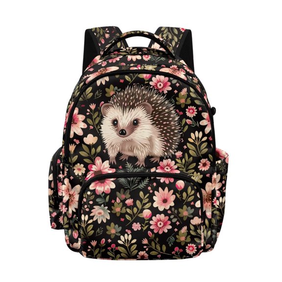 DISNIMO Floral Print 17 Inch School Backpack for Boys Girls, Sturdy Lightweight Kids Bookbag with Adjustable Padded Straps for Daily Use Travel
