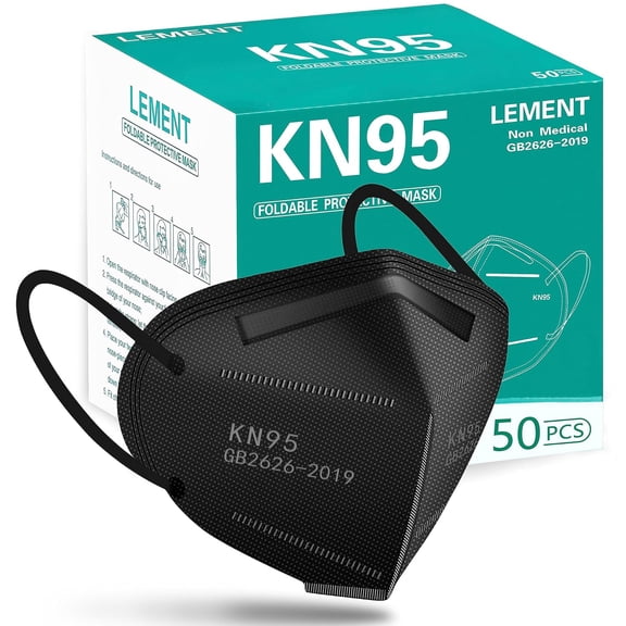 50pcs KN95 Face Mask Black 5 Layer Cup Dust Safety Masks Filter Efficiencyā„95% Breathable Elastic Ear Loops Black Masks