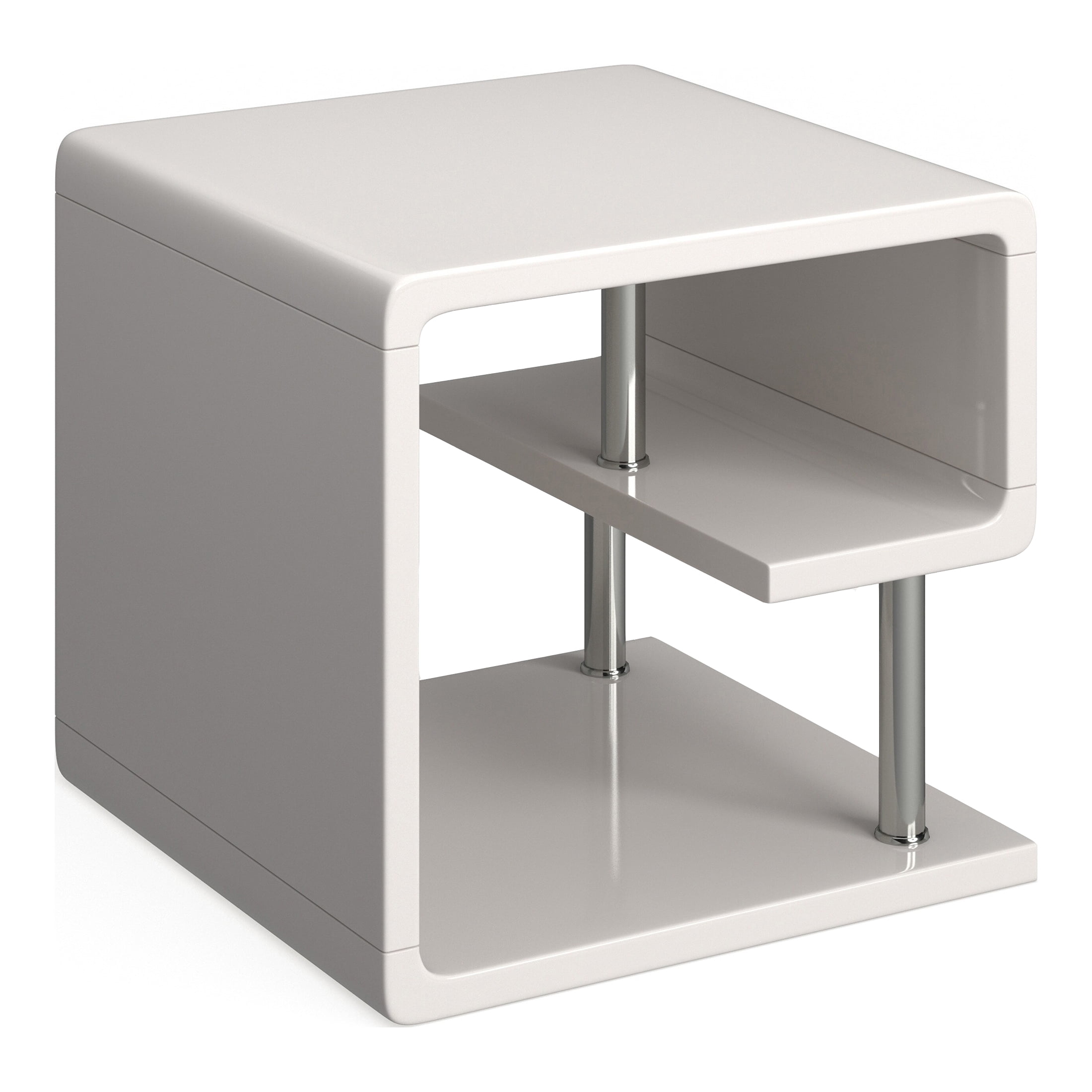 Furniture of America Locke Storage End Table, Glossy White
