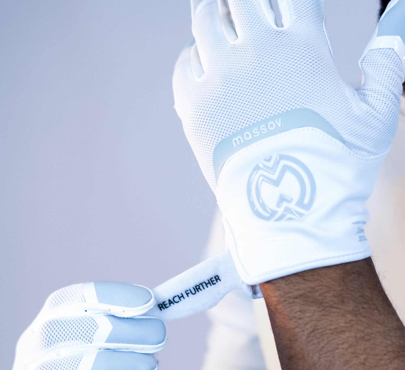 Massov EVO2 Youth Football Glove, Child Receiver Glove, Polar White, Medium