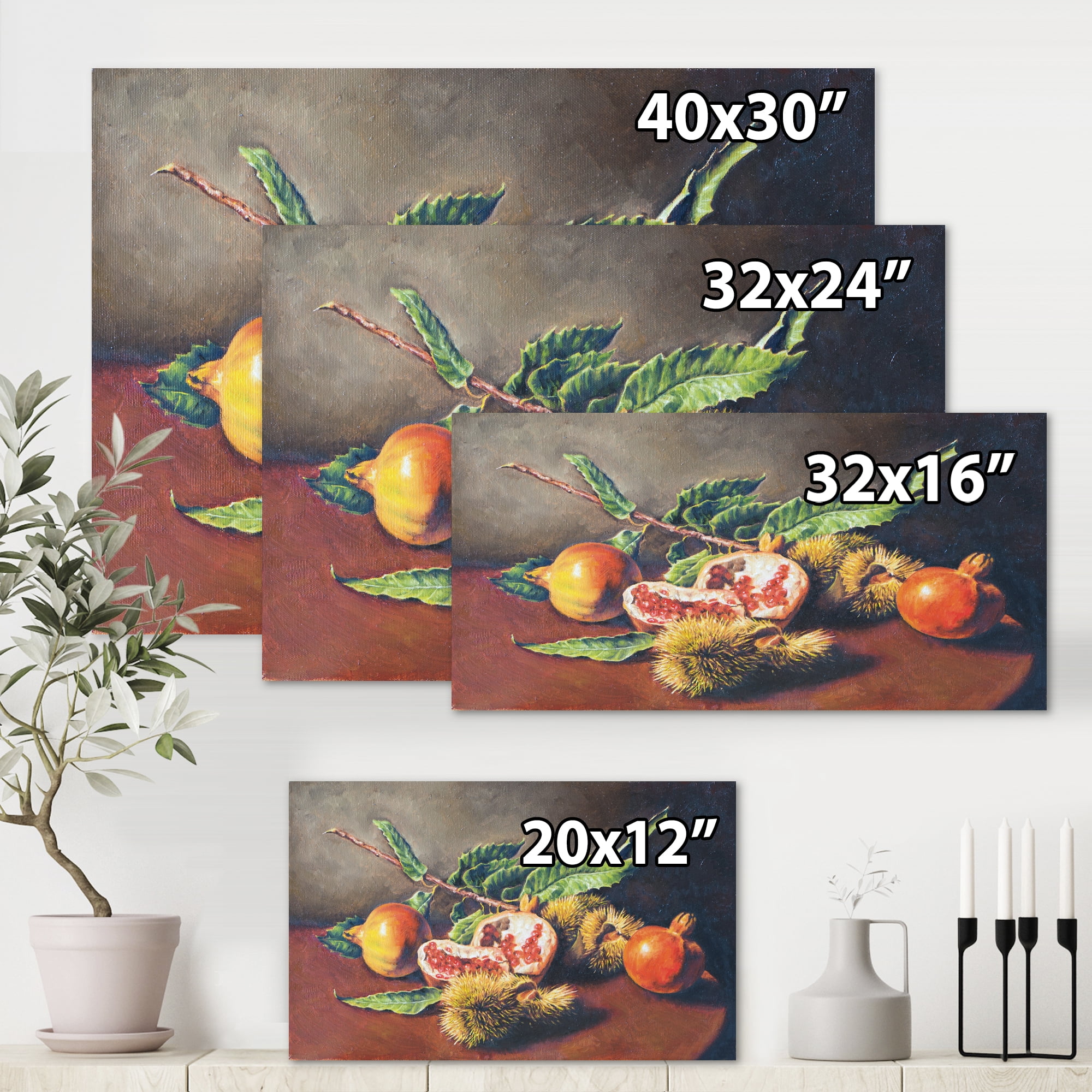 Designart ' Ancient Still Life of Orange Fruits ' Traditional Canvas Wall Art Print