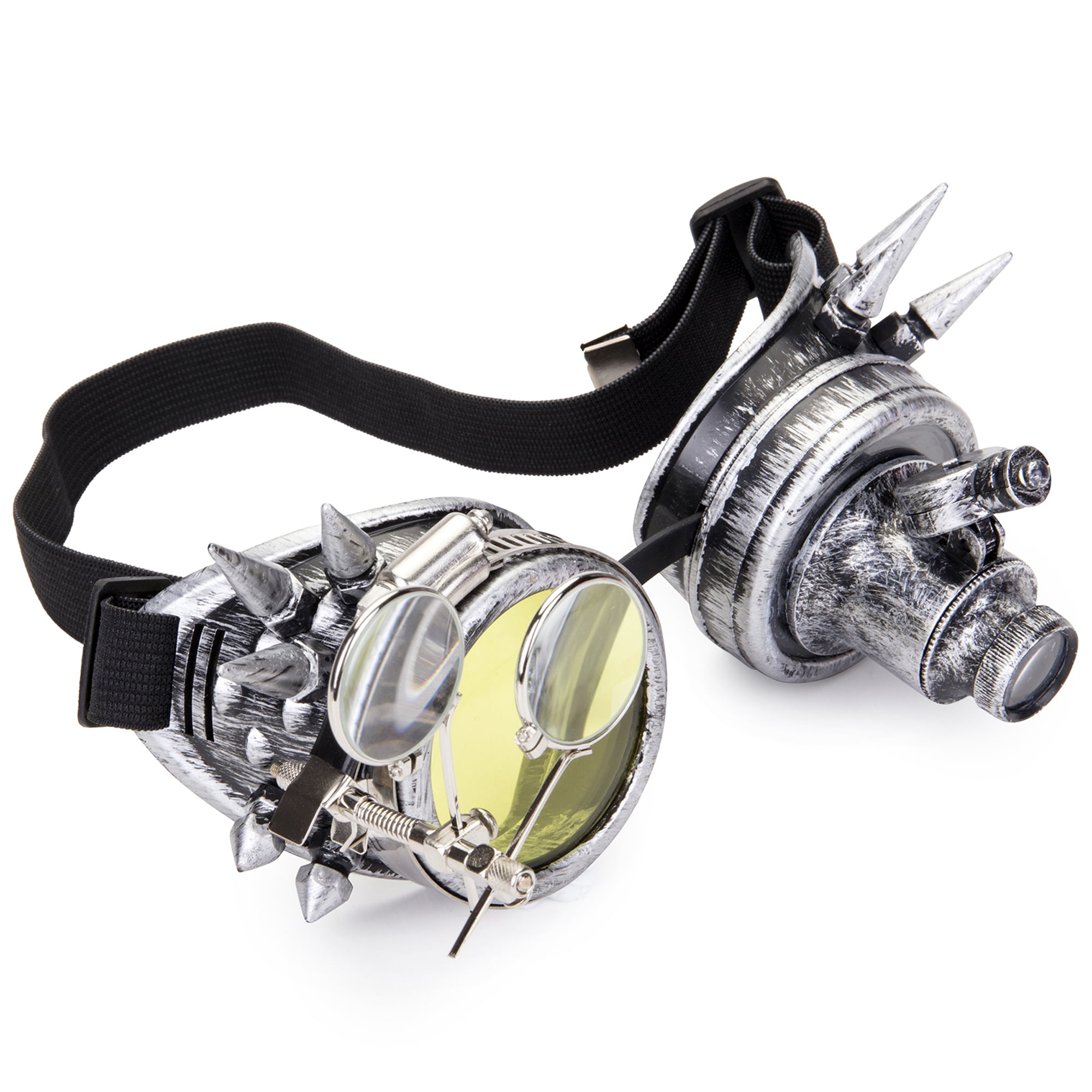 SAYFUT Vintage Silver Steampunk Goggles with Double Ocular Loupe Retro ...