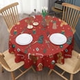 thumbnail image 3 of Red Christmas Gingerbread Man Pattern Round Tablecloth 60"x60",Wrinkle Wipeable Table Cloth for Kitchen Dining Room Picnic Patio Party, 3 of 6