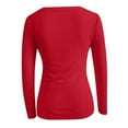 thumbnail image 5 of Fiaer Clearance，Deep V Neck Slim Fit Sexy Womens Tops，Long Sleeve Basic Trendy T Shirts for Women，Ladies Going out Comfort Daily Tshirts Red XL, 5 of 5