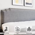 thumbnail image 6 of Queen Upholstered Platform Bed Frame with Rivet Decor Headboard, Wood Slat Support, No Box Spring Needed, Easy Assembly, Grey, 6 of 7