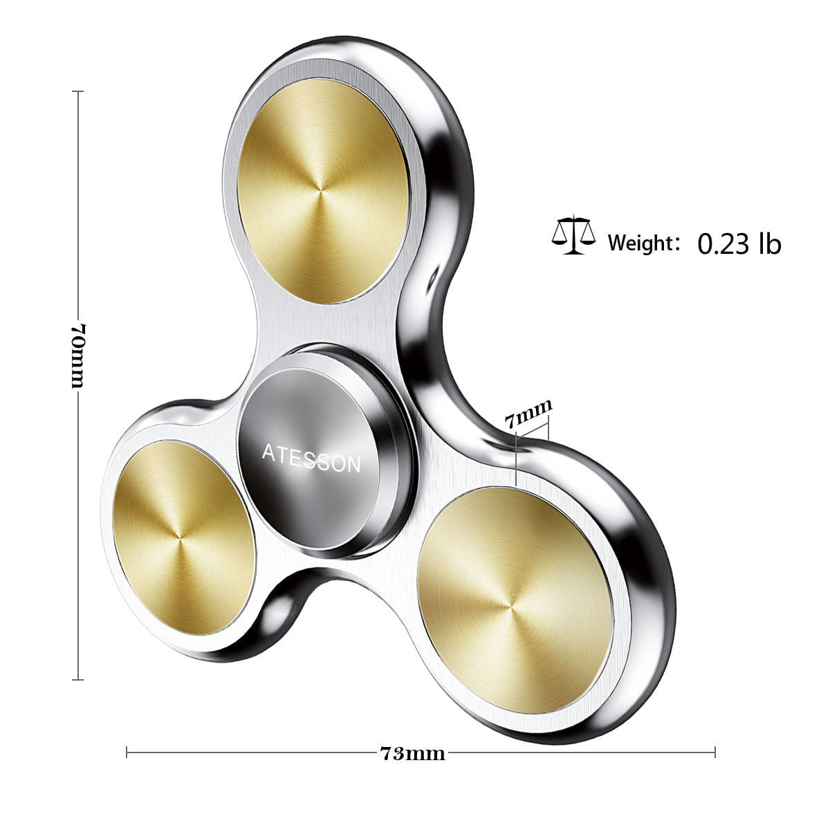 ATESSON Fidget Spinner Toy 4 to 8 Min Spins Durable Stainless Steel Bearing High Speed Metal Material Hand Spinner Stress Relief Boredom Killing Time Toys 