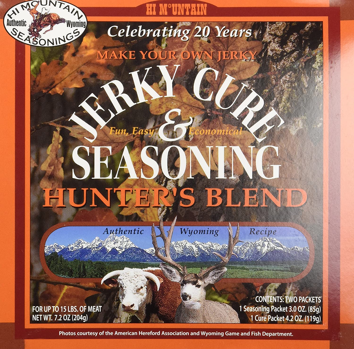 Hi Mountain Jerky Seasoning Hunters Blend 7.2oz Total(3oz Seasoning Packet and 4.2oz Cure
