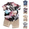 thumbnail image 4 of Odeerbi 1-6 Years Toddler Boys Summer Hawaiian Outfits Cotton Beach Tropical Print Short Sleeve Shirt Shorts Set Graphic Casual Two-piece Set Toddler Boys Clothes, 4 of 4