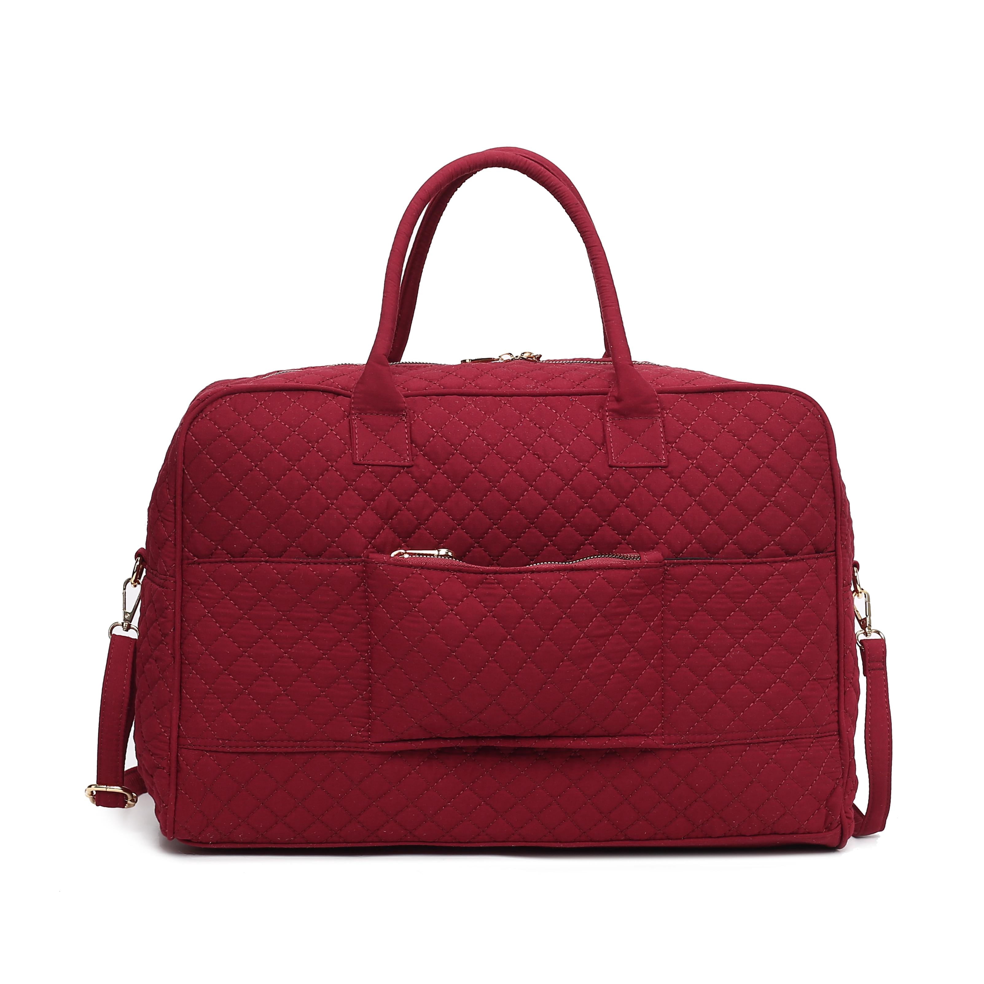 MKF Collection Jayla Women’s Solid Quilted Cotton Duffle Bag For Travel by Mia K - Brown