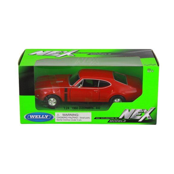 1968 Oldsmobile 442, Red - Welly 24024WR - 1/24 Scale Diecast Model Toy Car