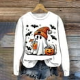 thumbnail image 2 of Jkety Halloween Tshirts Women Long Sleeve Crewneck Casual Dressy Tops Funny Graphic Halloween Fall Fashion Outfits(White,M), 2 of 4