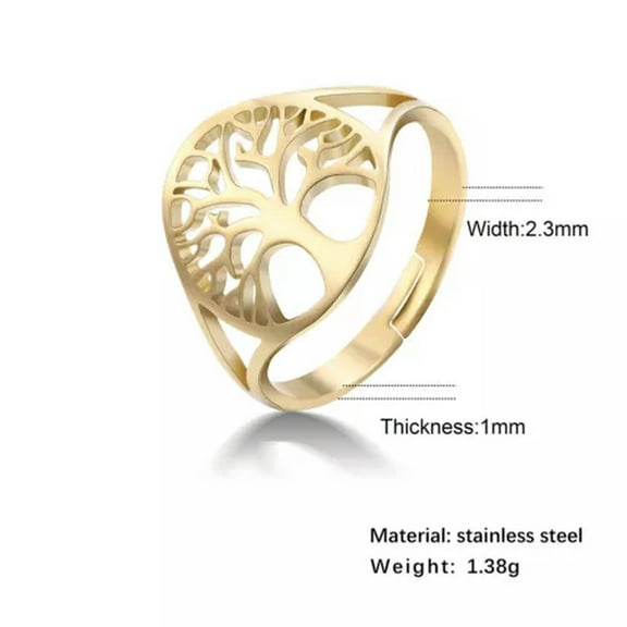 Stainless Steel Statement Ring Tree of Life Womens Band Ring Fashion Jewelry