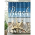 thumbnail image 2 of Fsddascl Blue Starfish Shower Curtain Set - 72" x 78" Washable Bathtub Curtain with 12 Hooks, Coastal Coral Ocean Ombre Brown Wooden Waterproof Fabric Stall Shower Curtains for Bathroom/Bathtub, 2 of 6