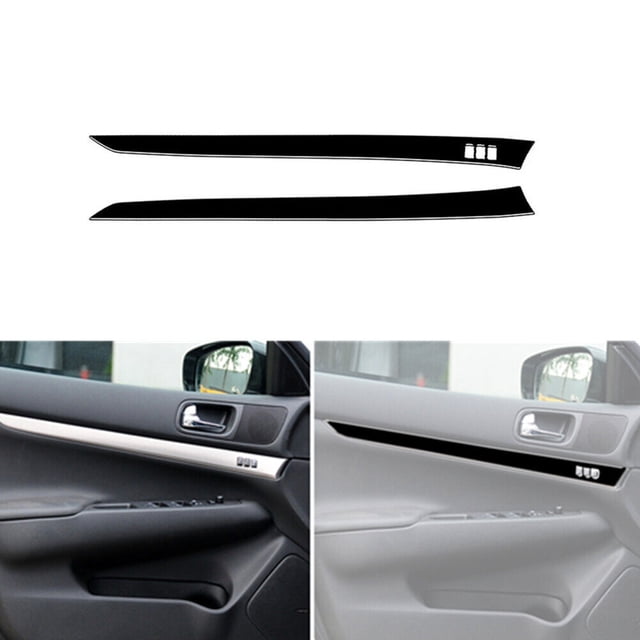2Pcs Piano Black Interior Front Door Panel Cover Trim for Infiniti G37 2010-2013